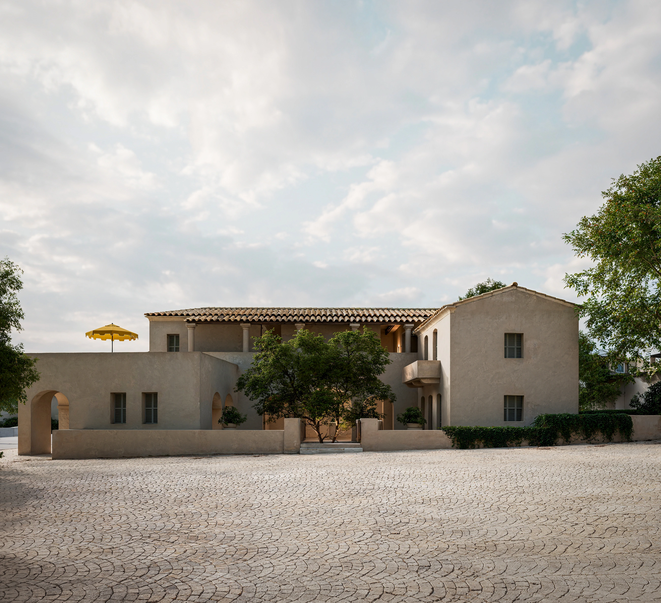 The open courtyard · Architectural visualisation.