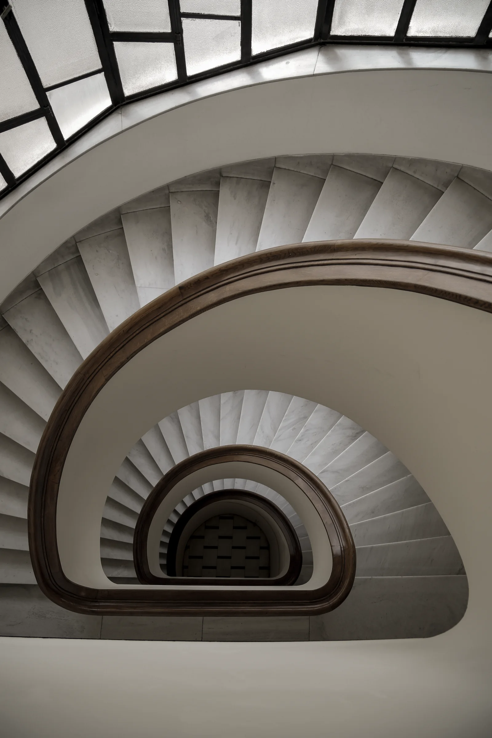Bombyx — Looking down the building’s sculptural staircase